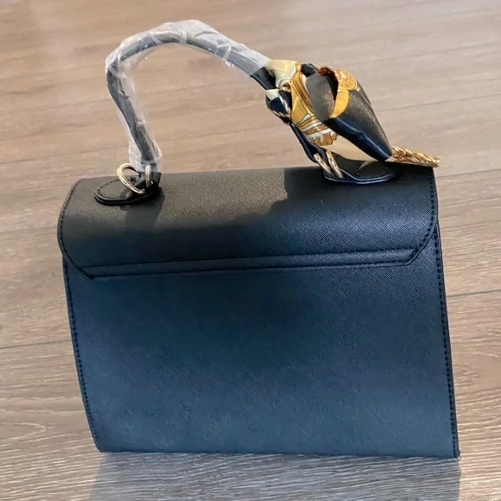 NEW! BUNDLE Scarf Handled Satchel With Crossbody Strap & Matching Wallet Black